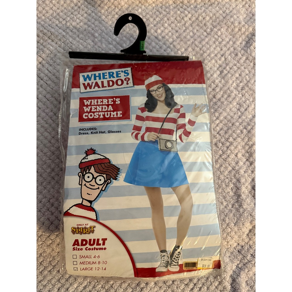 NEW Spirit Halloween Where's Waldo Where's Wenda Costume Adult Large 12-14